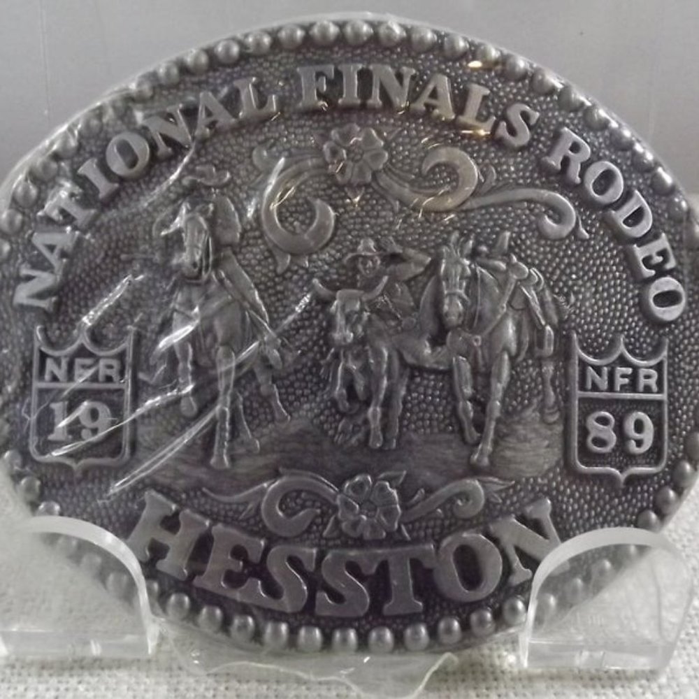 National Finals Rodeo 1989 HESSTON Belt Buckle NIP